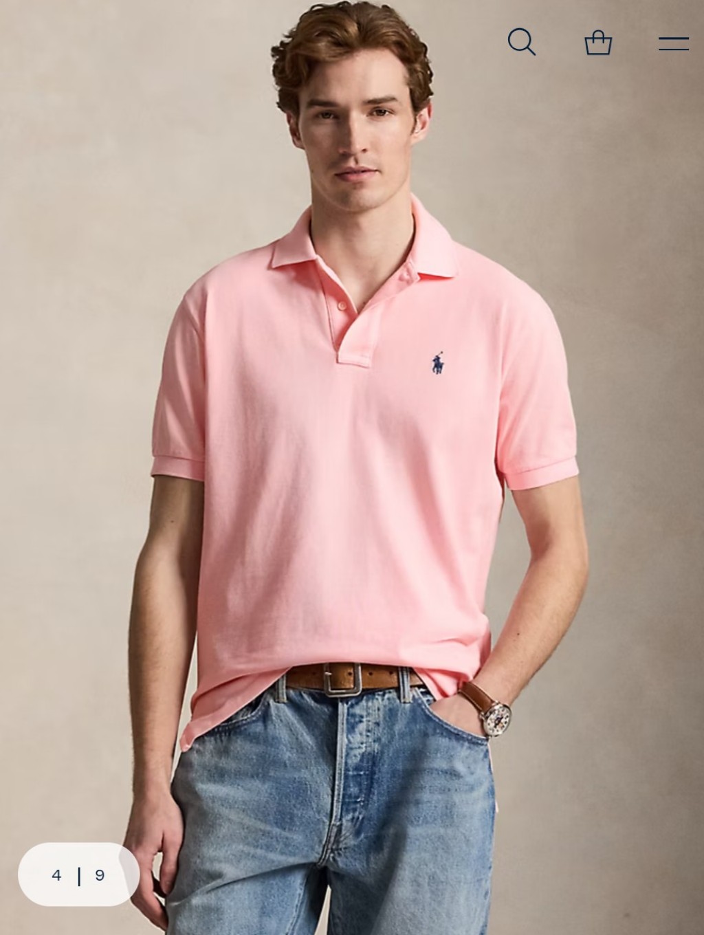 Polo Ralph Lauren Men's Original Fit Mesh Polo Shirt Xl Light Pink Preppy